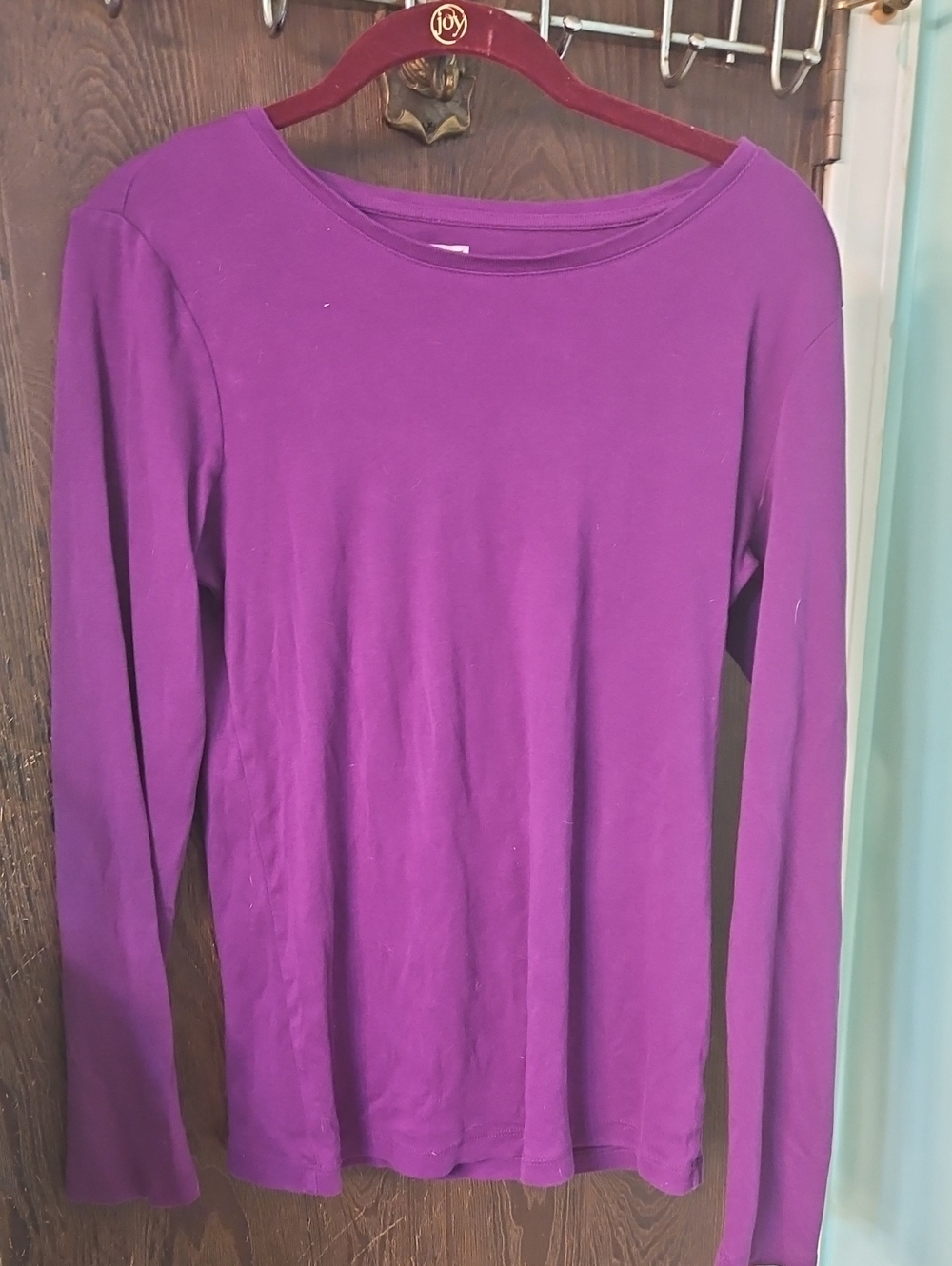 jcpenney Purple Long Sleeve Crew Neck Top